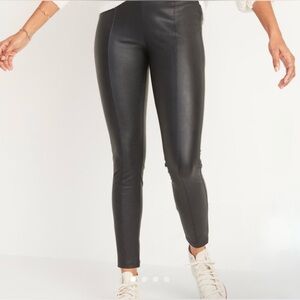 Old Navy Sleek Black Faux Leather Stevie High Rise Ankle Pants